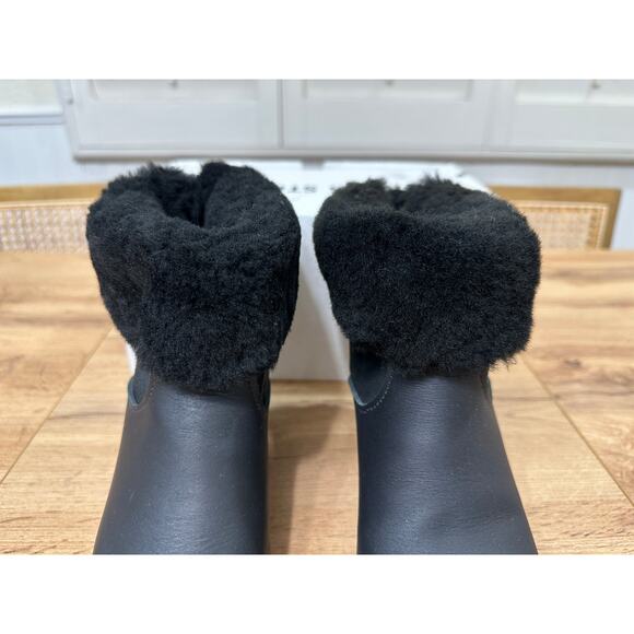 No. 6 Store Pull On Shearling Clog Booties Black Leather Size 5 US 35 EU NIB - Picture 4 of 13